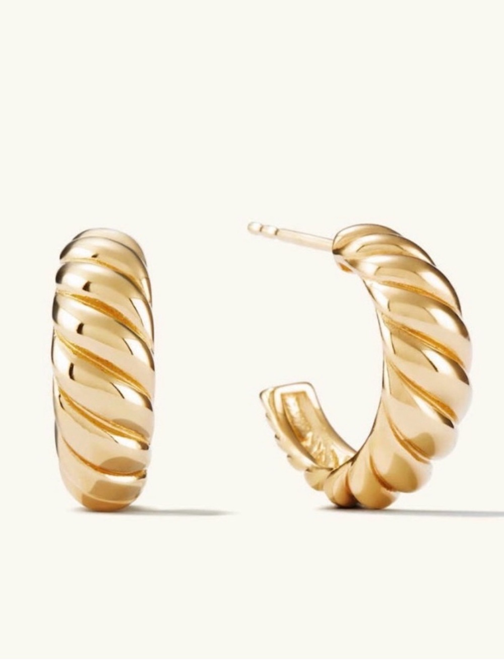 Mejuri 18K Gold Vermeil Croissant Earrings, 925, Contemporary, Yellow Gold